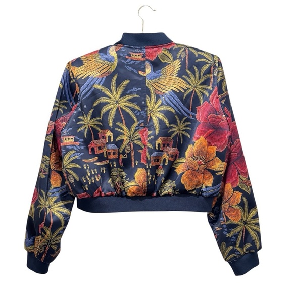 Industry Republic Crop Bomber Jacket Floral Farm Rio Vibe Jungle Tropical Size M - Picture 10 of 16